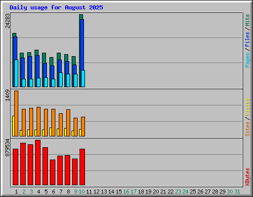 Daily usage for August 2025