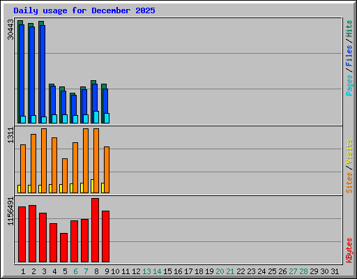 Daily usage for December 2025